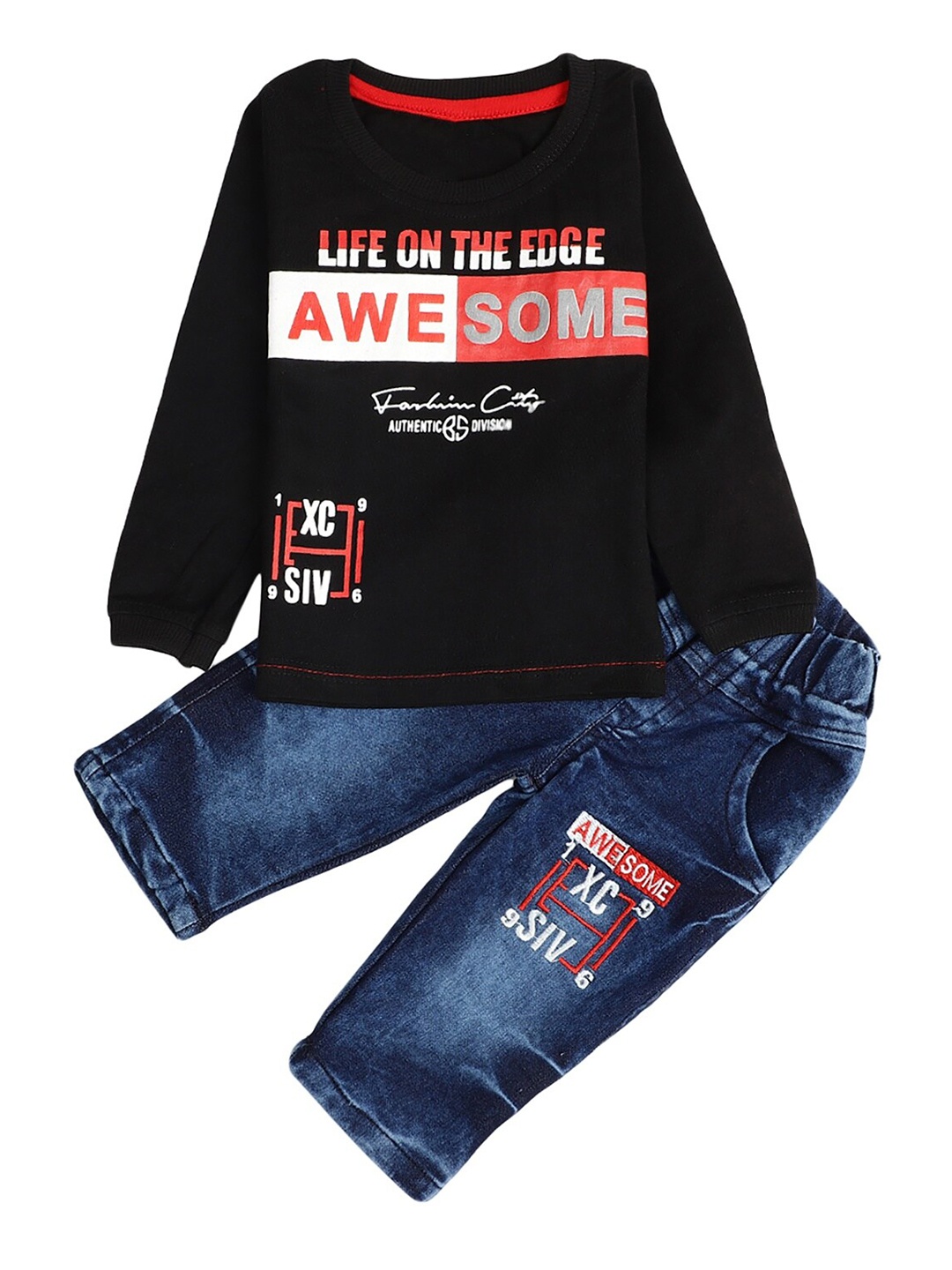 

V-Mart Kids Blue & Black Printed T-shirt with Shorts