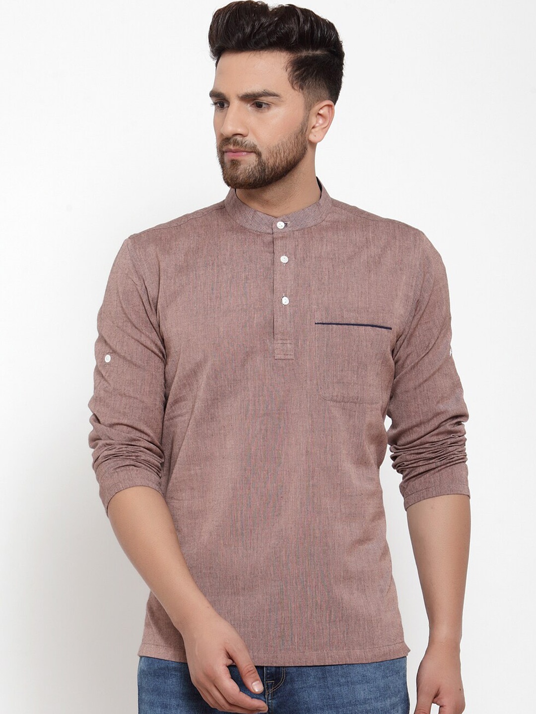 

NEUDIS Men Brown Patchwork Handloom Kurta