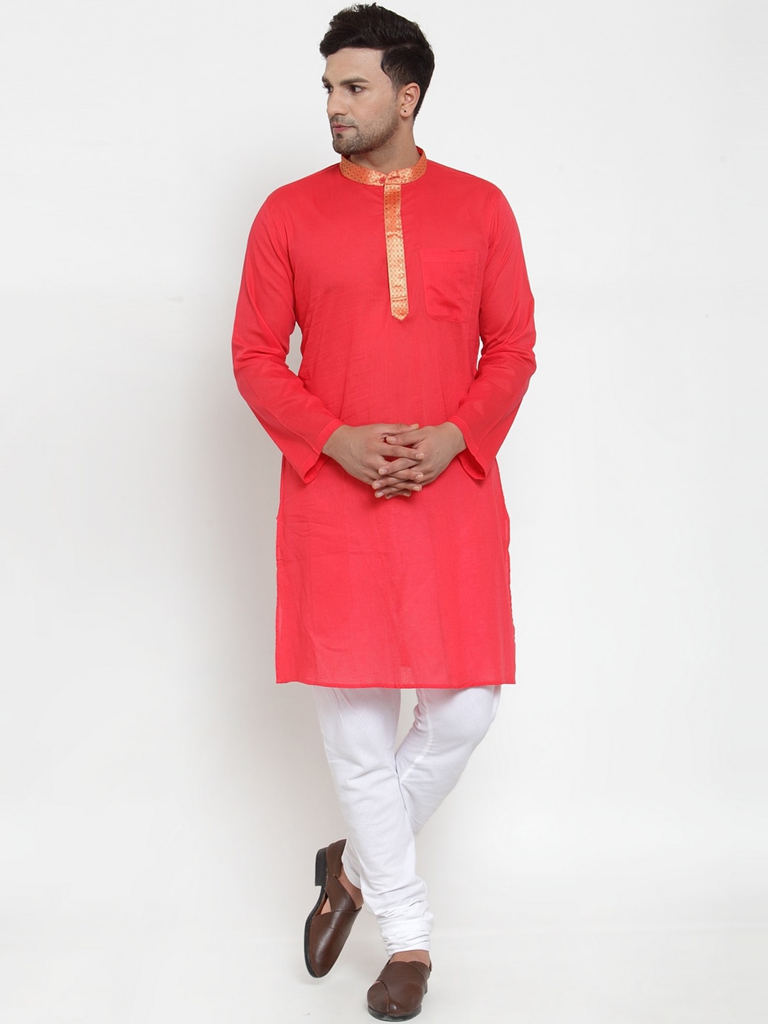 

NEUDIS Men Red Pure Cotton Kurta