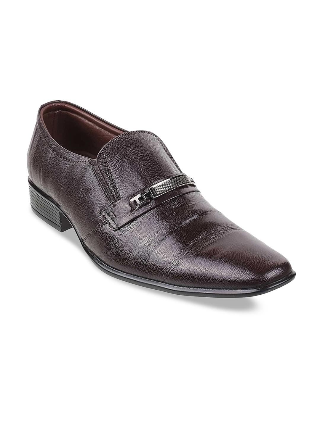 

Mochi Men Brown Solid Leather Slip-on Shoes
