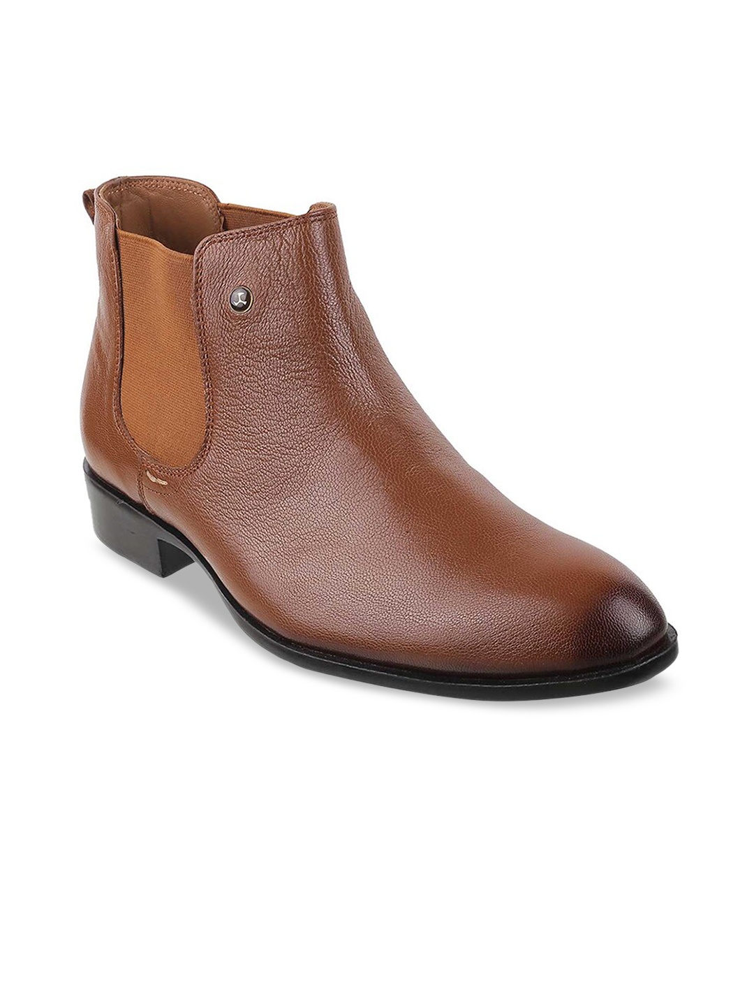 

Mochi Men Tan Brown Solid Leather Boots