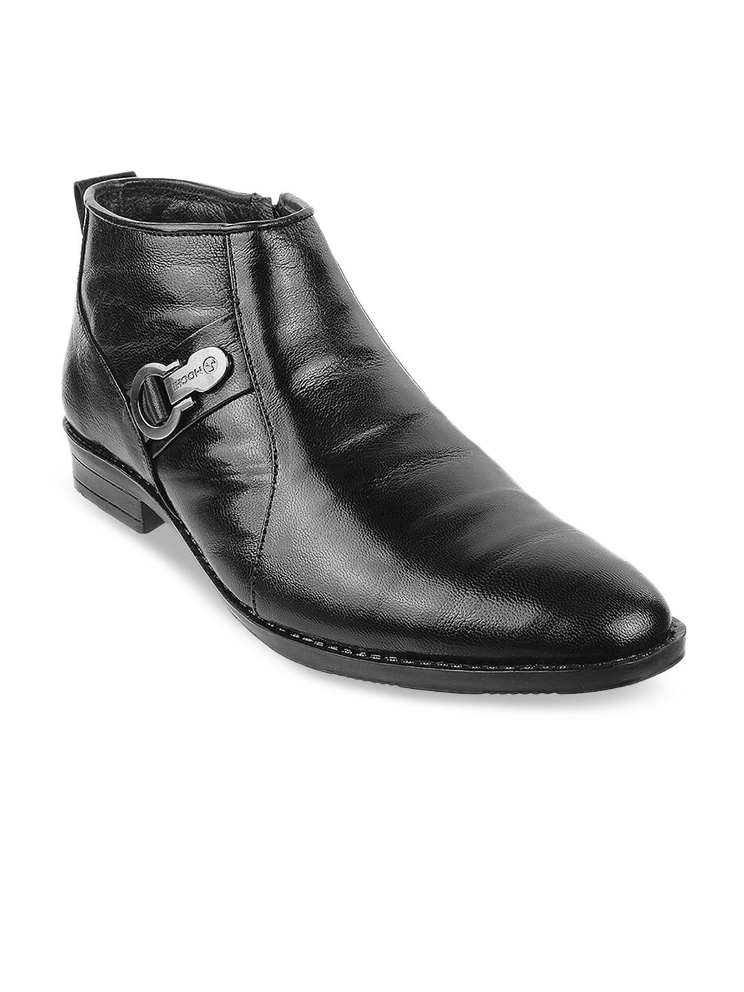 

Mochi Men Black Leather Slip-On Shoes
