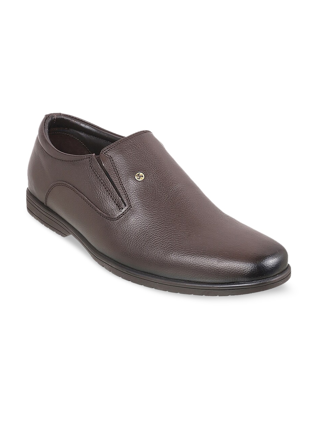 

Mochi Men Brown Solid Leather Formal Slip-on's