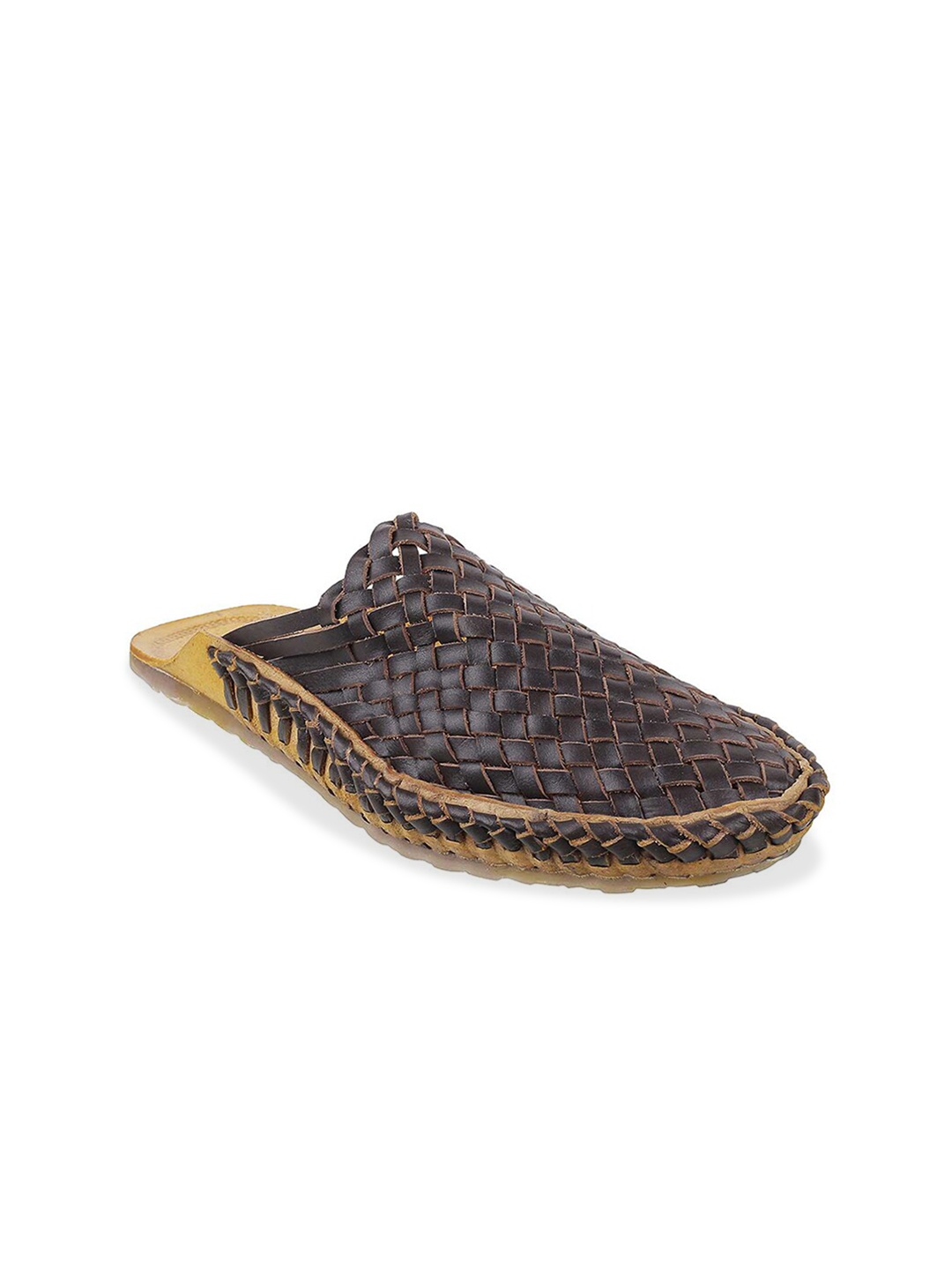 

Mochi Men Brown Leather Shoe-Style Sandals