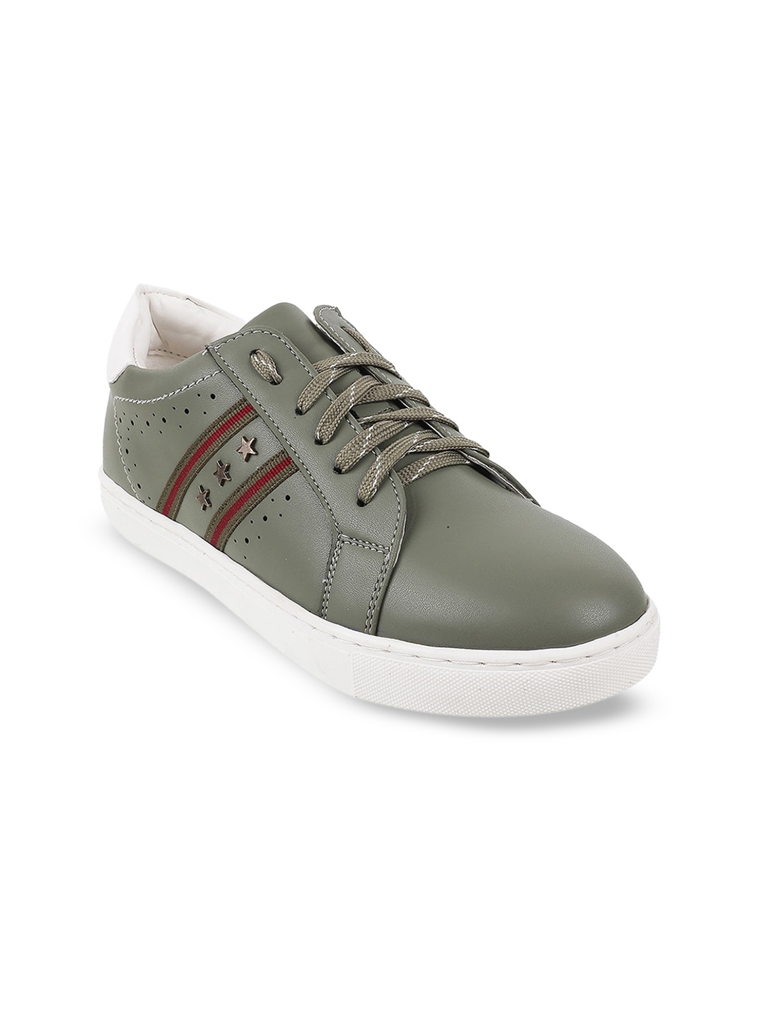 

Mochi Women Olive Green Colourblocked Ballerinas with Laser Cuts Flats