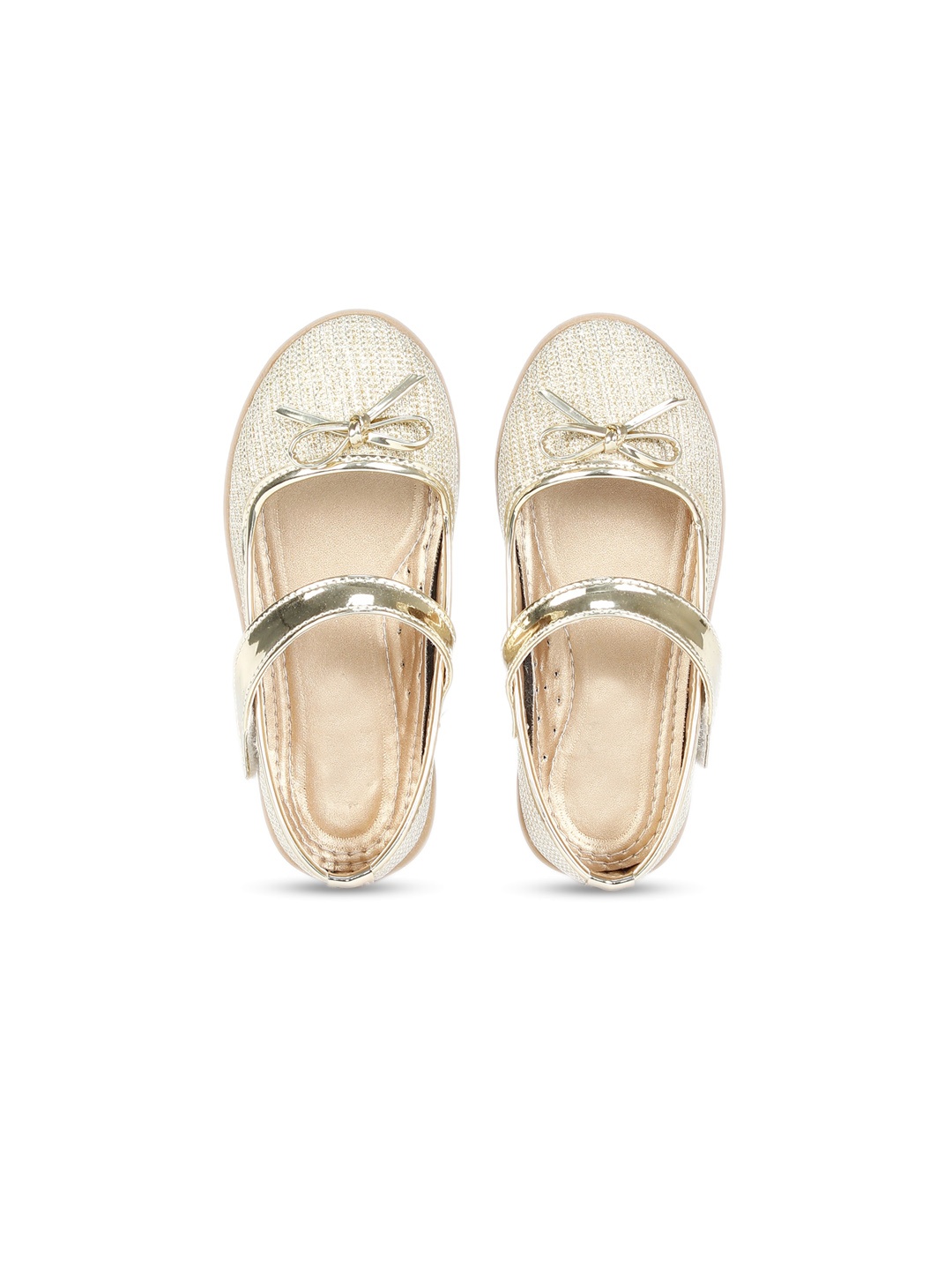 

Lil Lollipop Girls Gold-Toned Textured Party Ballerinas with Bows Flats