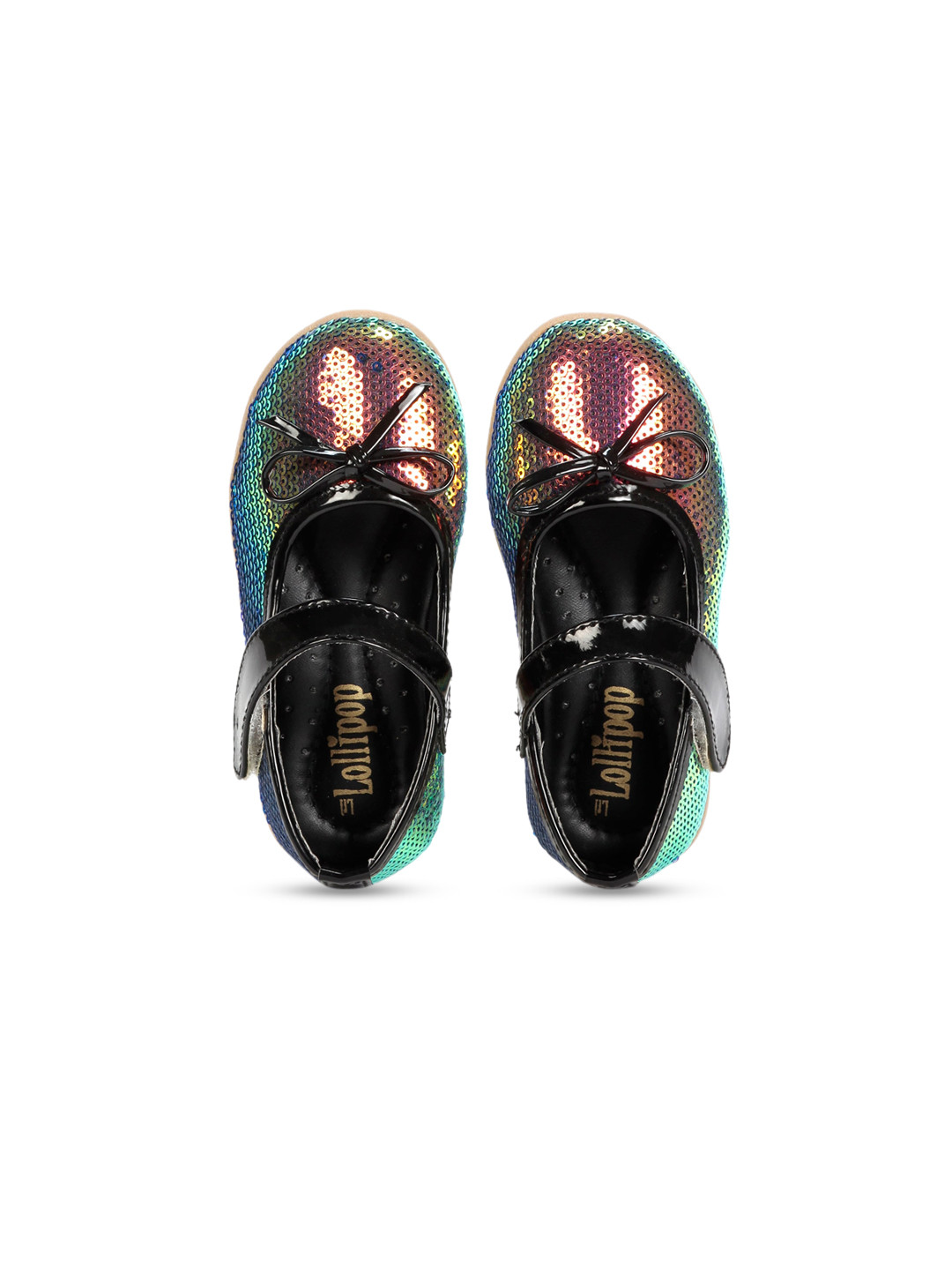 

Lil Lollipop Girls Black Embellished Party Ballerinas with Bows
