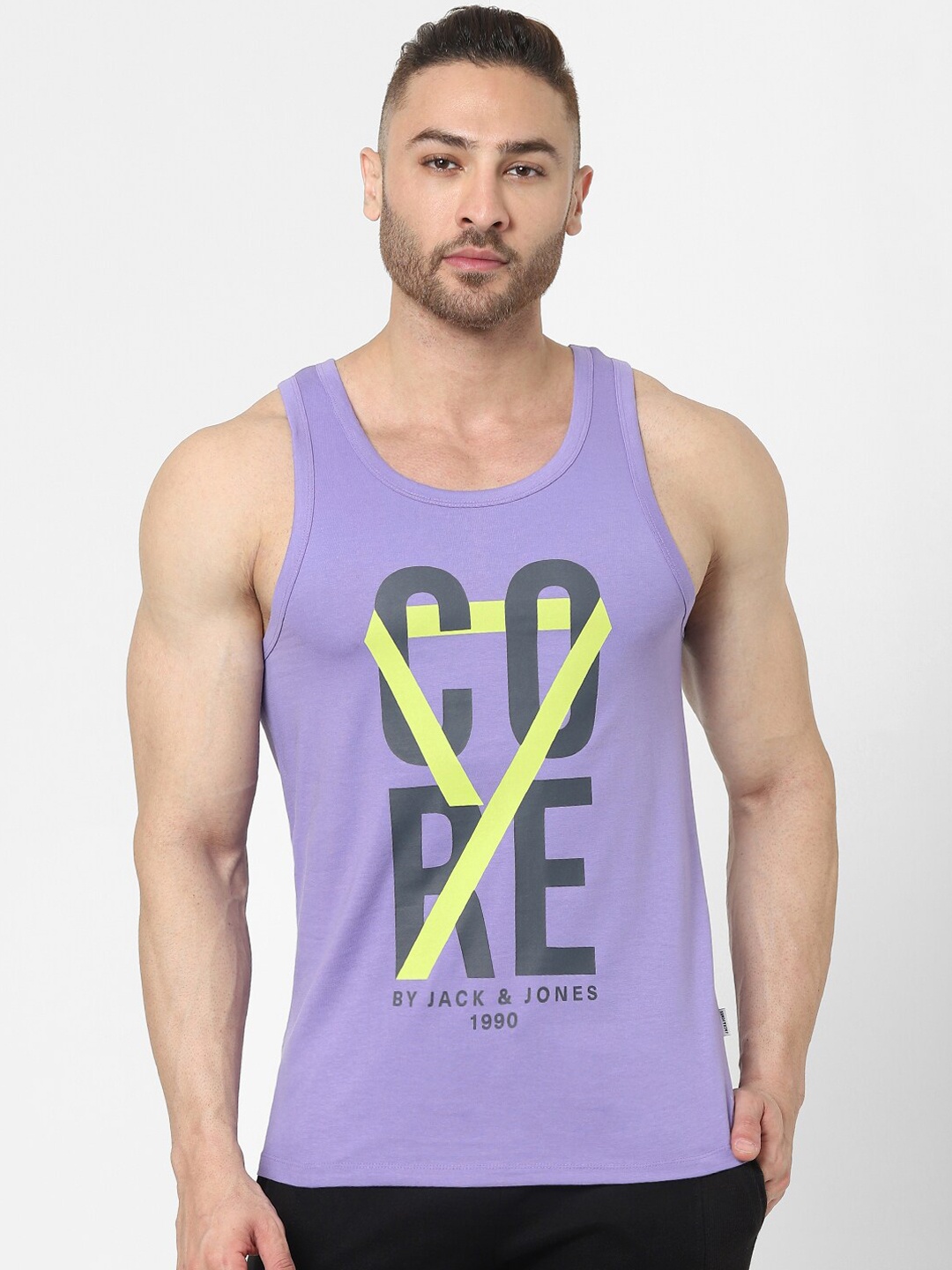 

Jack & Jones Men Purple Violet Cotton Innerwear Tank Vests