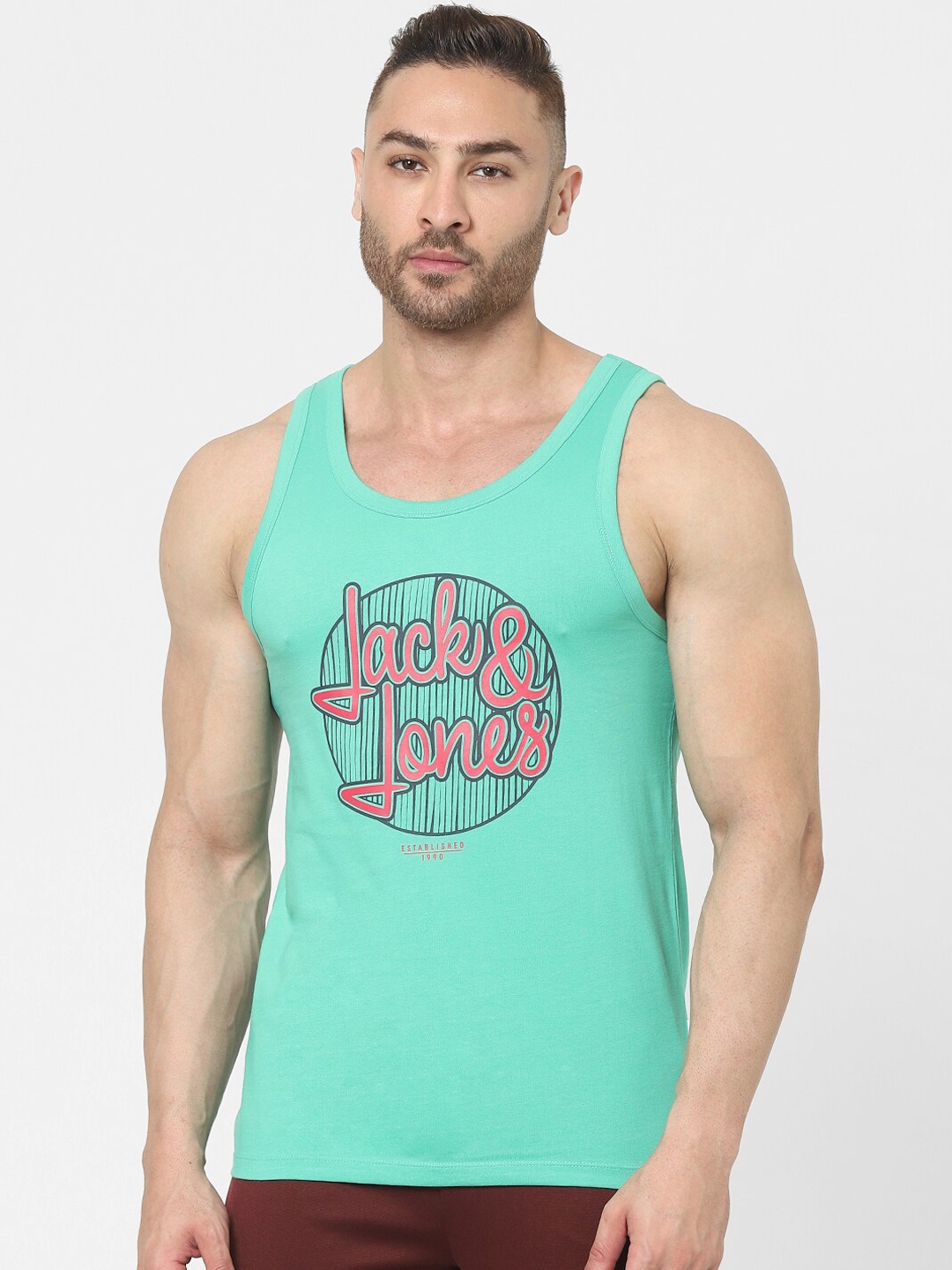 

Jack & Jones Men Green & Red Printed Innerwear Vests