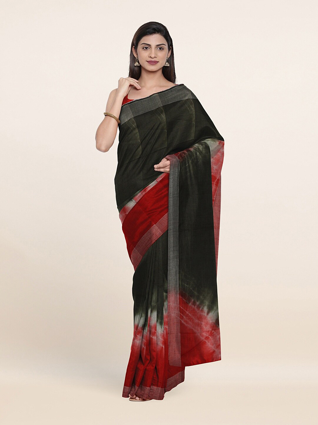 

Pothys Black & Red Jute Cotton Saree