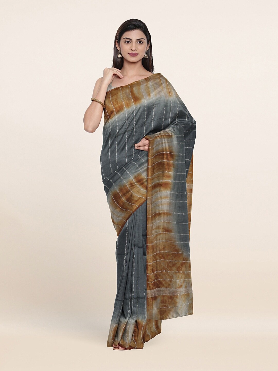 

Pothys Grey & Brown Jute Cotton Saree