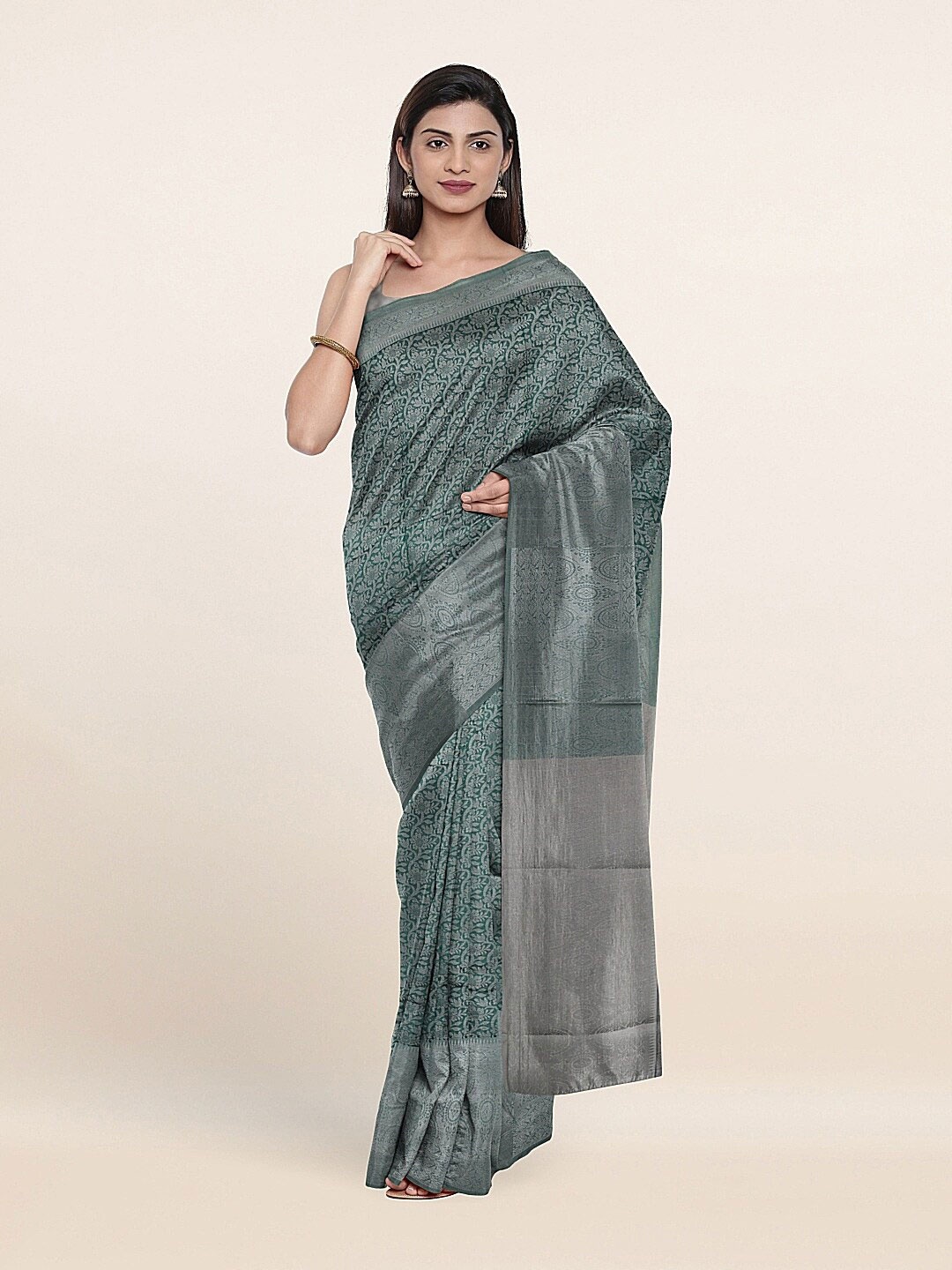 

Pothys Green & Grey Woven Design Zari Art Silk Saree