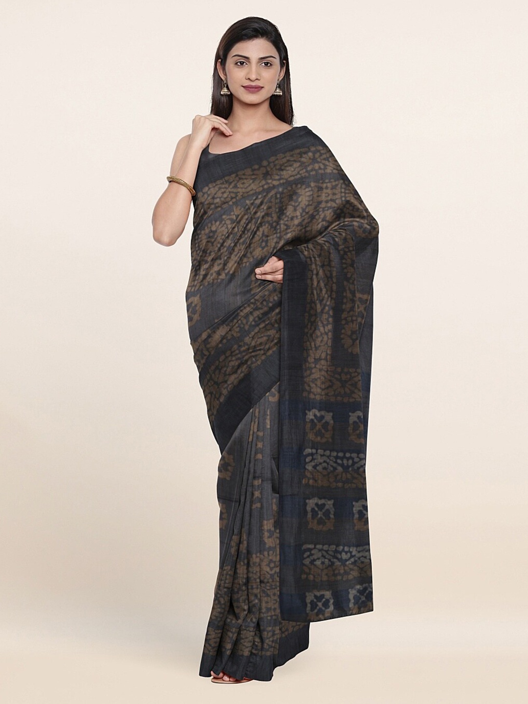 

Pothys Grey Batik Jute Cotton Saree