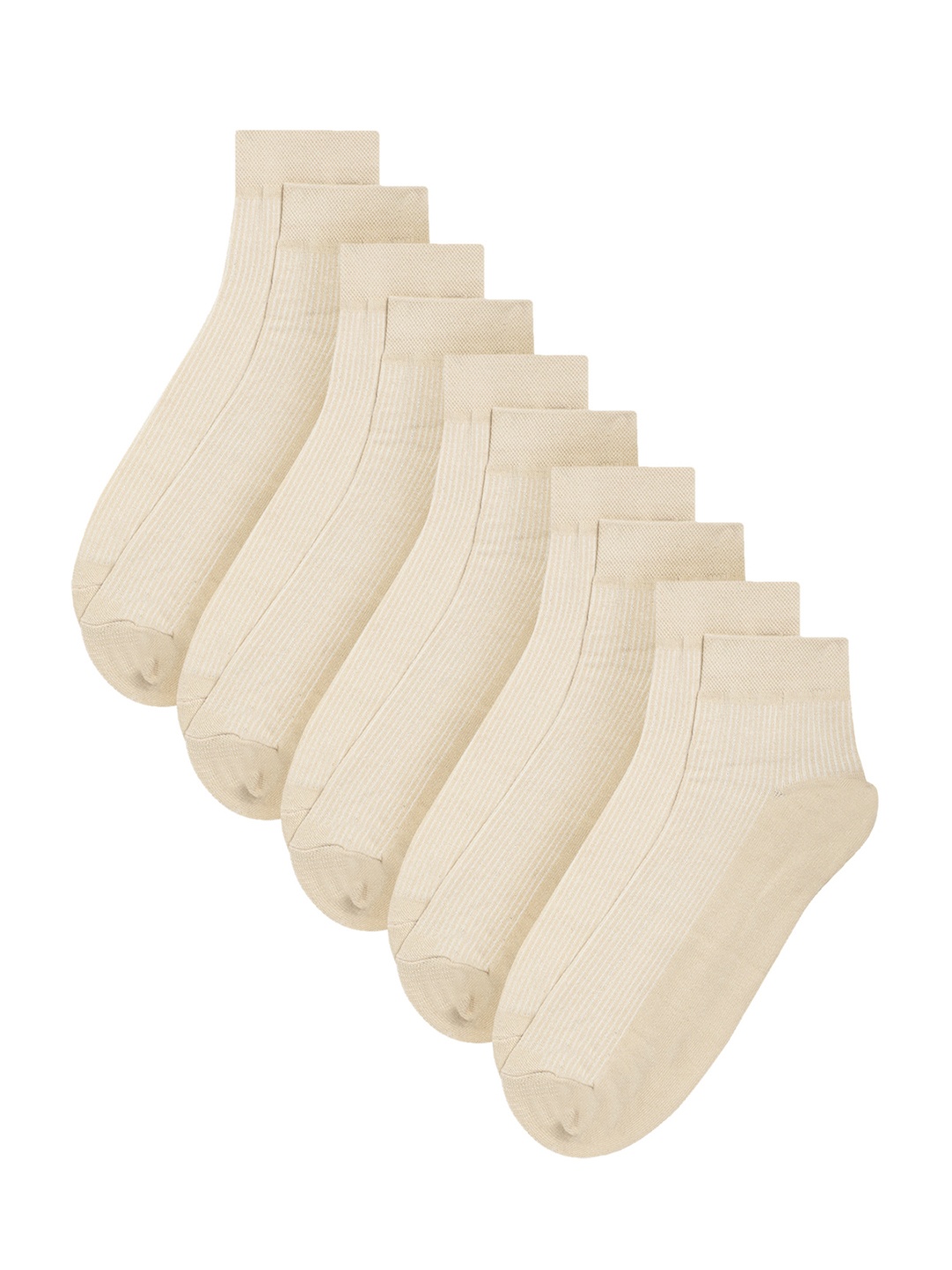 

Cantabil Men Pack of 5 Cream Colored Striped Ankle Length Socks
