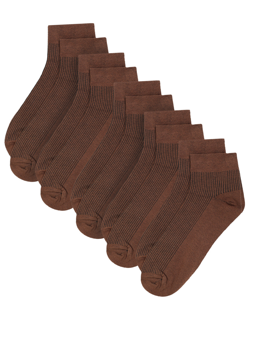 

Cantabil Men Set of 5 Brown Striped Pure Cotton Ankle-Length Socks