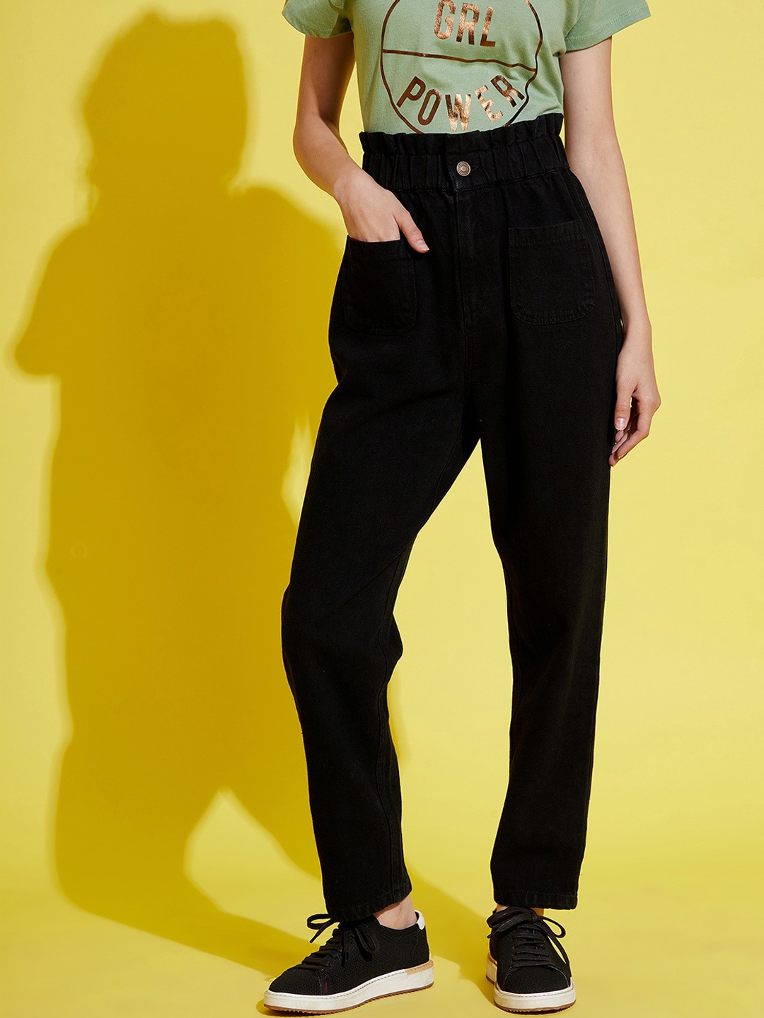 

Noh Voh - SASSAFRAS Kids Girls Black Carrot Straight Fit High-Rise Jeans