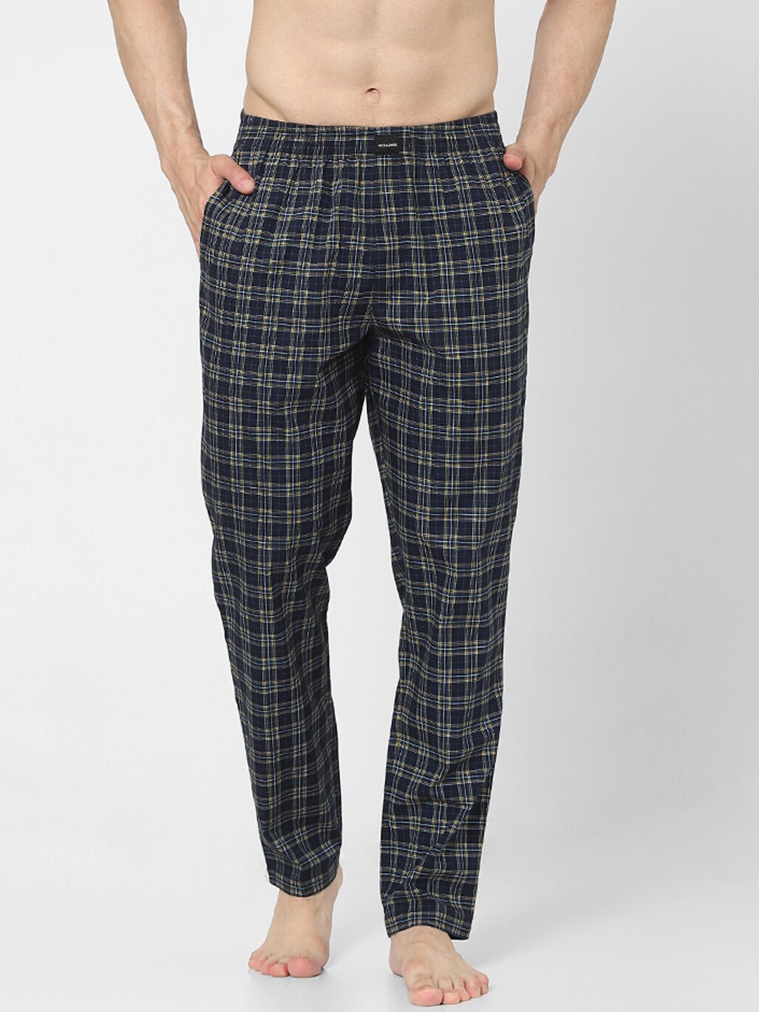 

Jack & Jones Men Navy Blue Checked Cotton Lounge Pants