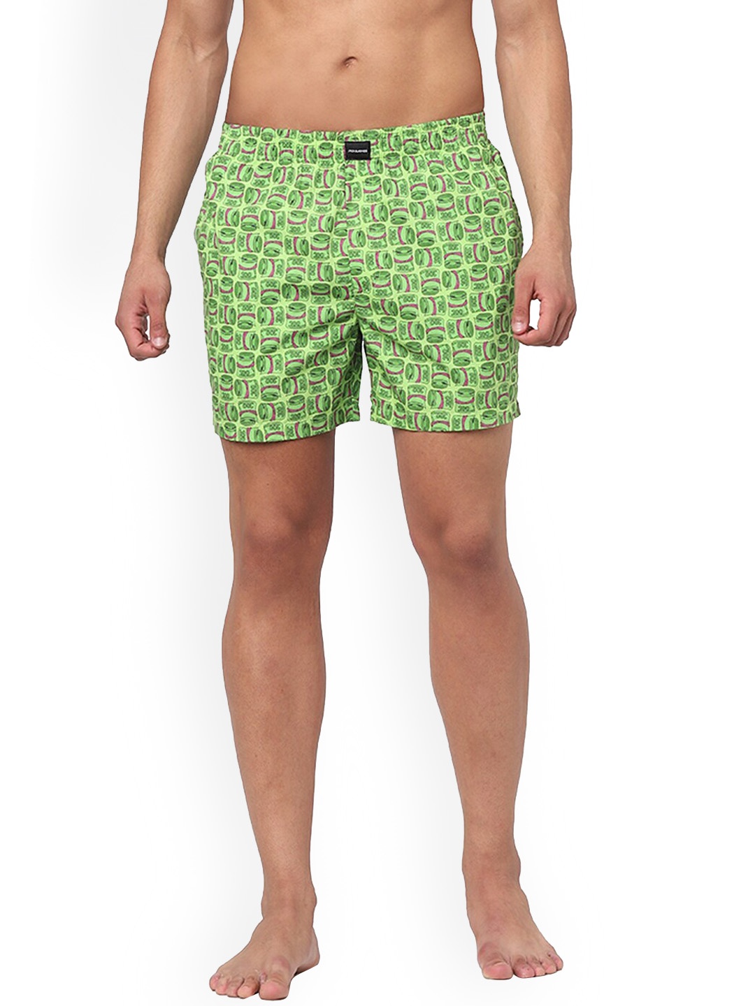 

Jack & Jones Men Green & Pink Printed Pure Cotton Boxers 225945401