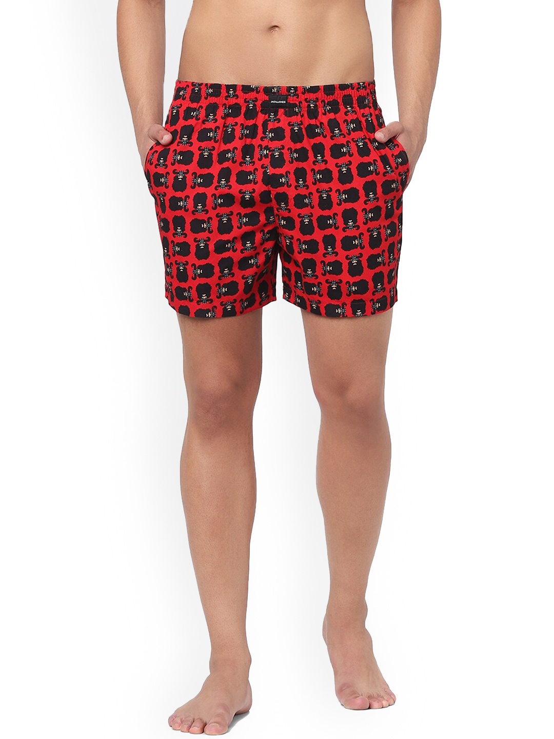 

Jack & Jones Men Red & Black Printed Pure Cotton Boxers 225945101