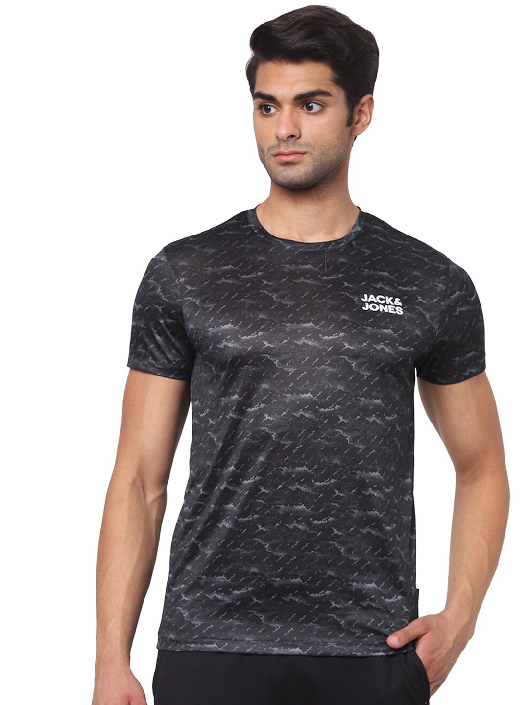 

Jack & Jones Men Charcoal Grey Printed Lounge T-shirt