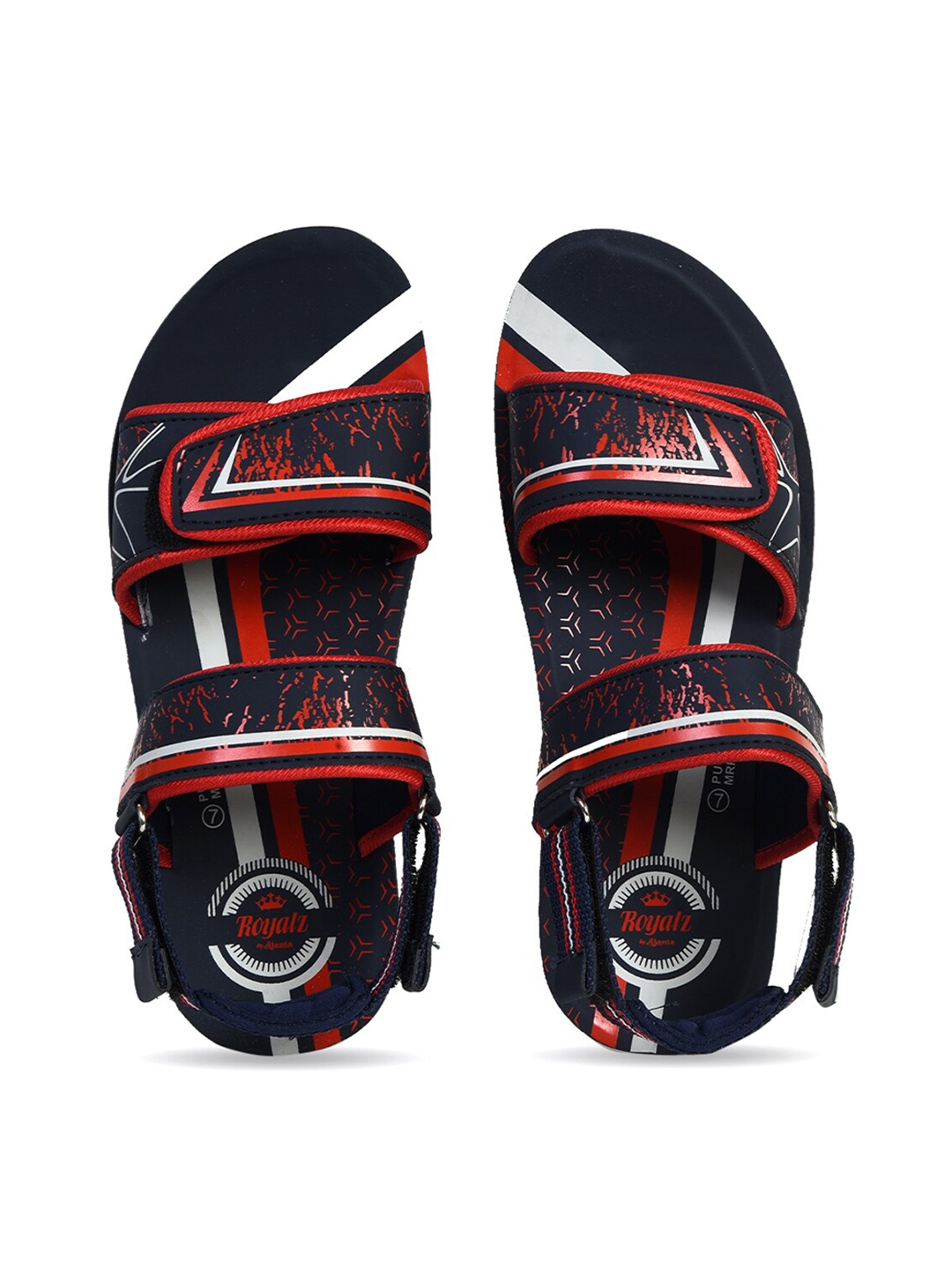 

Ajanta Men Navy Blue & Red Comfort Sandals