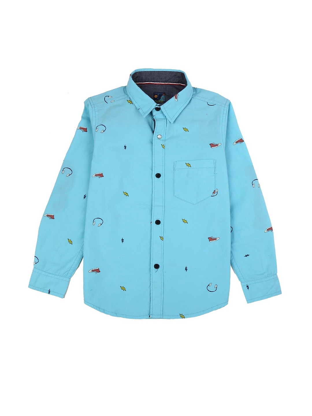 

V-Mart Boys Blue Printed Cotton Casual Shirt