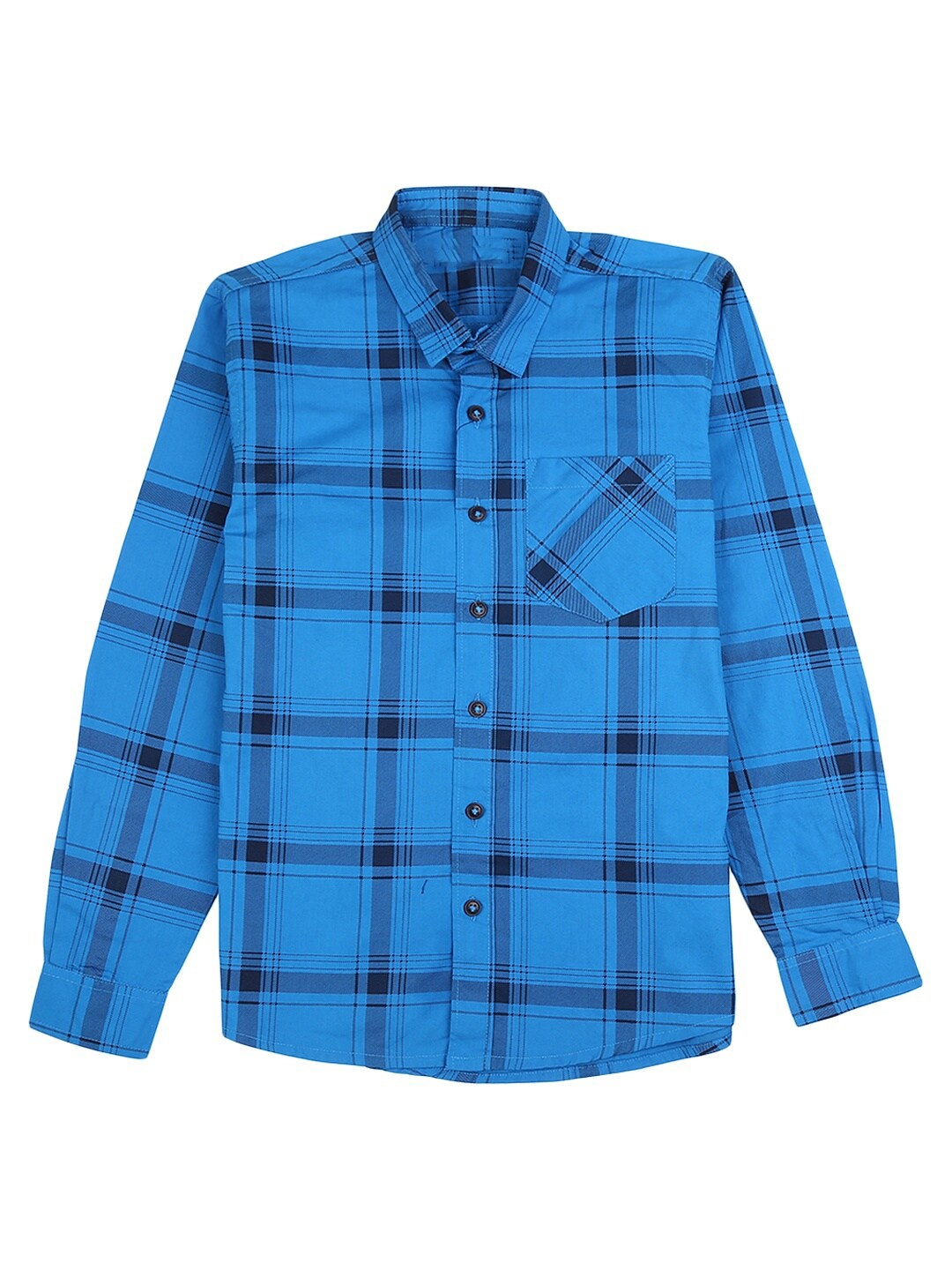 

V-Mart Boys Blue Windowpane Checked Cotton Casual Shirt