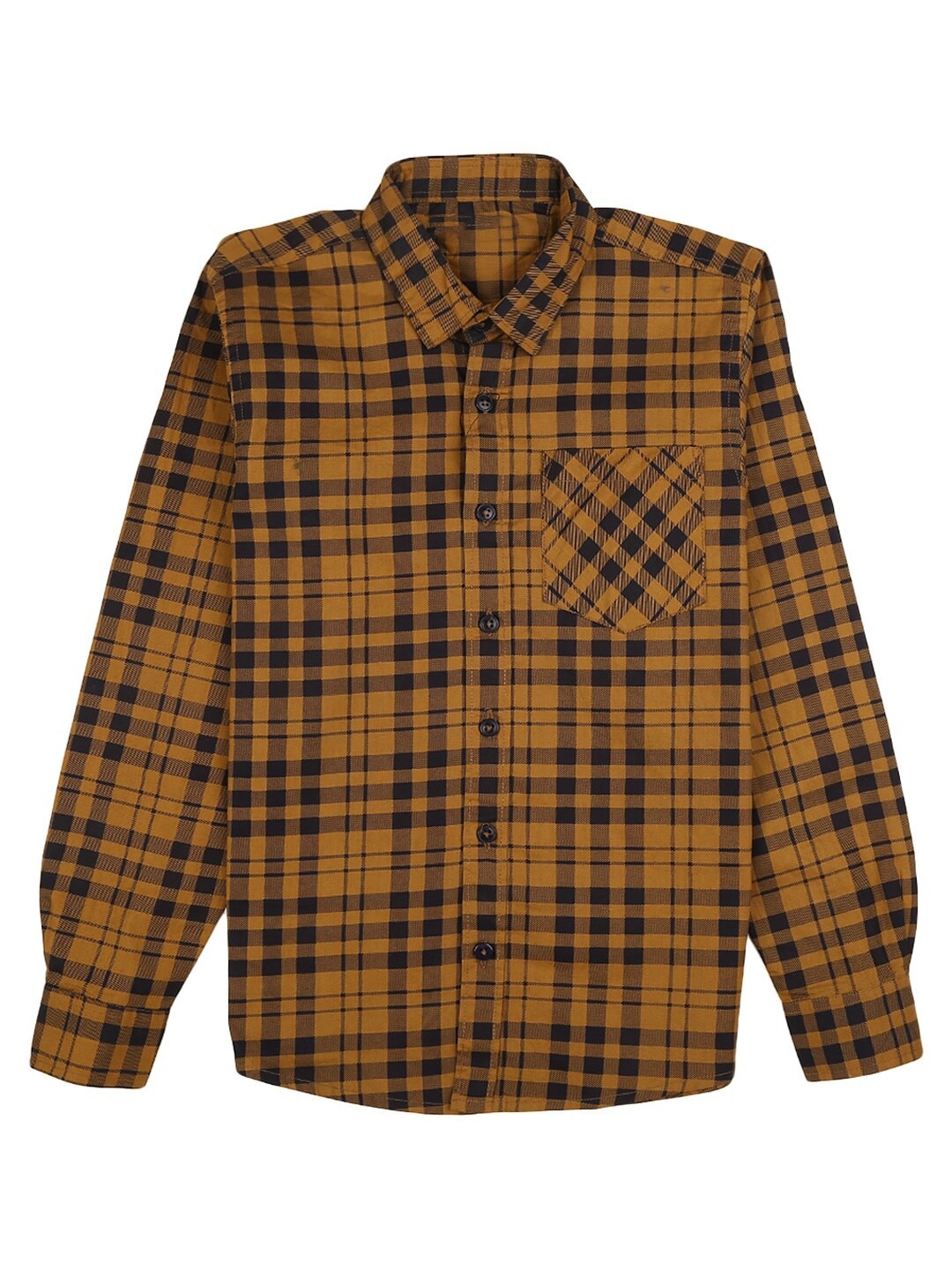 

V-Mart Boys Mustard Tartan Checks Checked Casual Shirt
