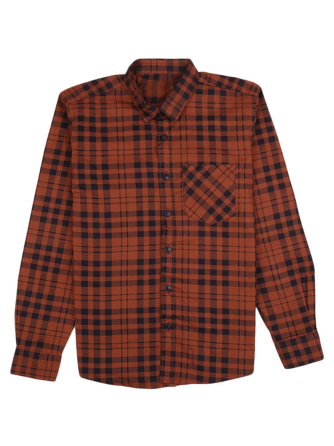 

V-Mart Boys Rust Tartan Checks Checked Casual Shirt