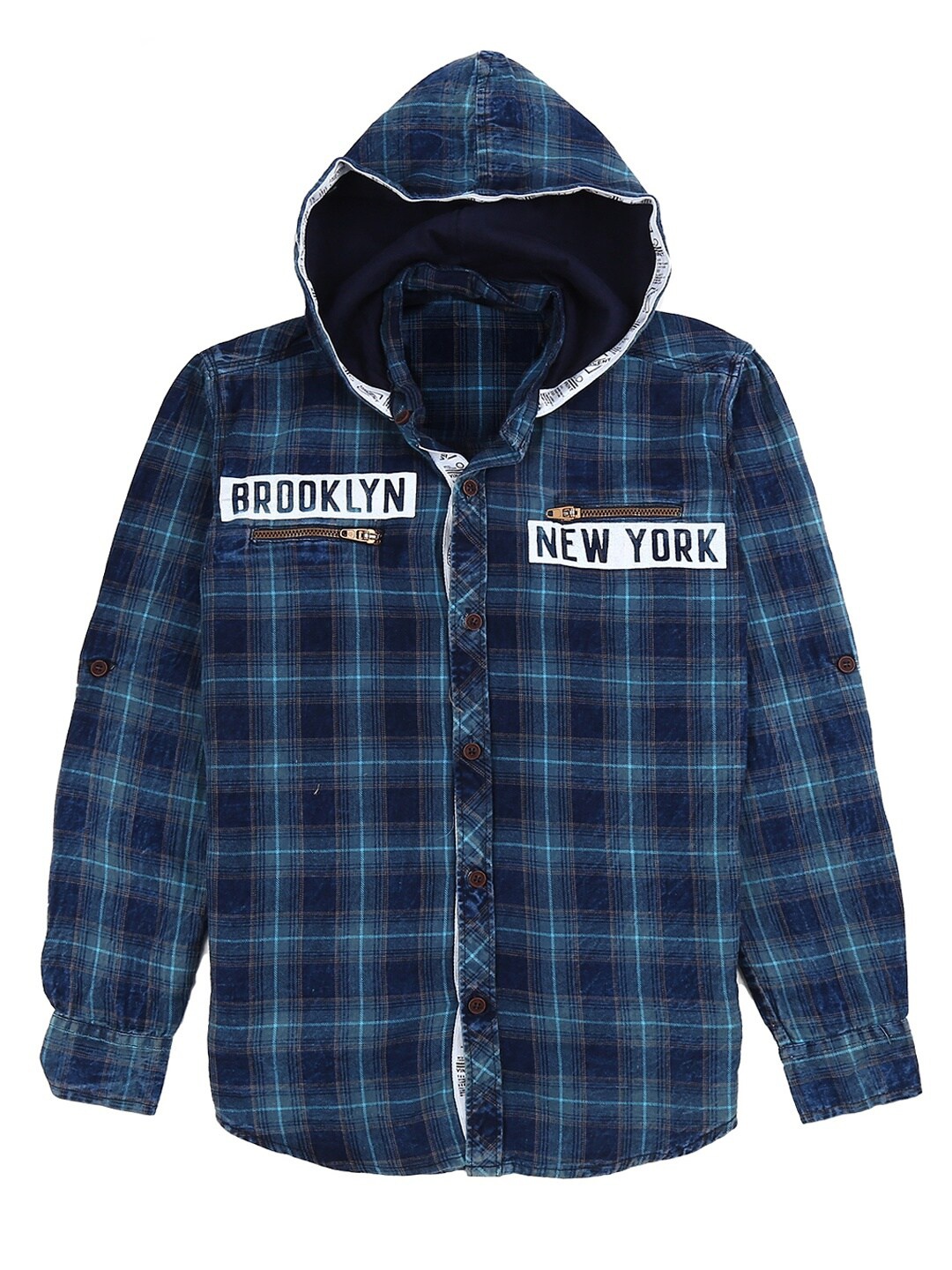 

V-Mart Boys Navy Blue Checked Casual Shirt