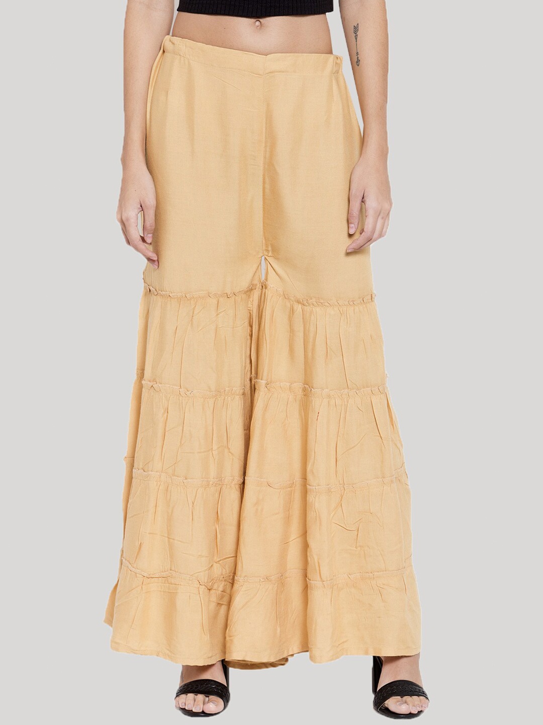 

Clora Creation Women Beige Flared Ethnic Palazzos