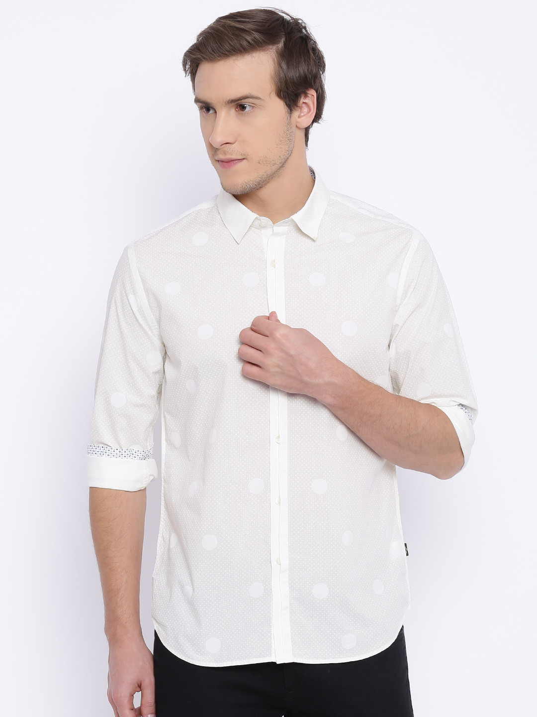 

Flying Machine Men White Slim Fit Self-Design Casual Shirt