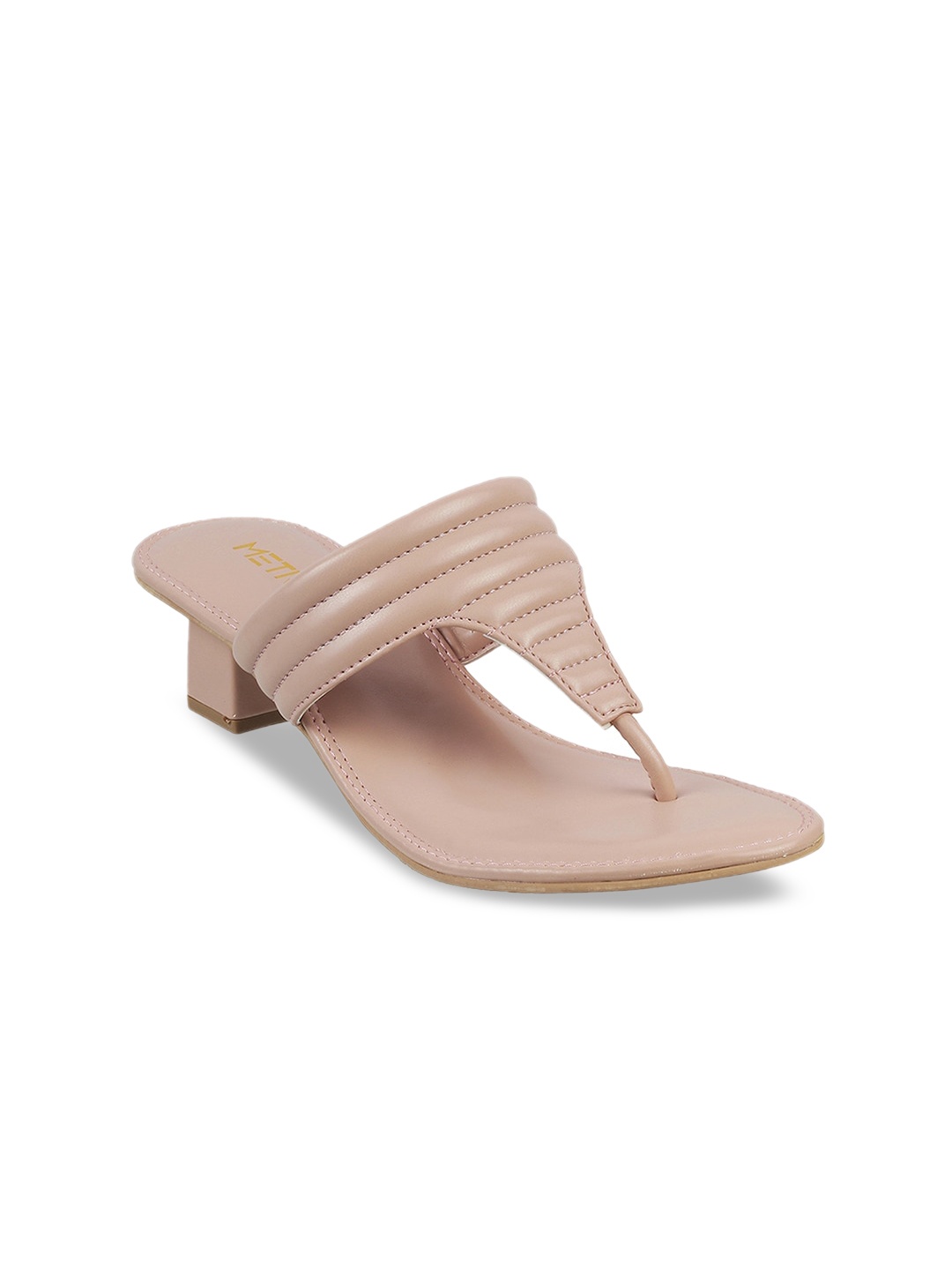 

Metro Pink Striped Block Sandals