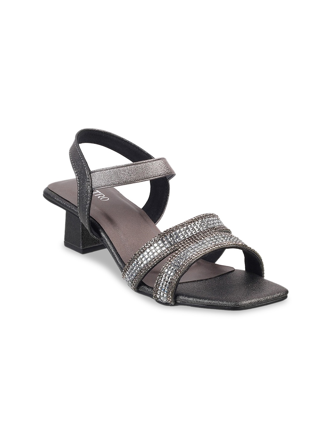 

Metro Grey Embellished Block Sandals