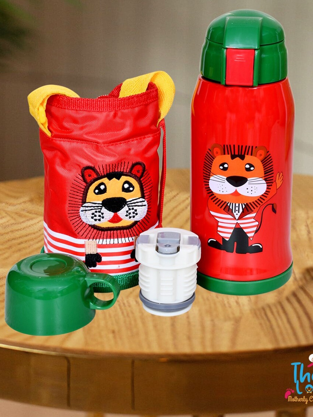 

The Little Lookers Kids Red Printed Stainless Steel Insulated Sipper with Straw