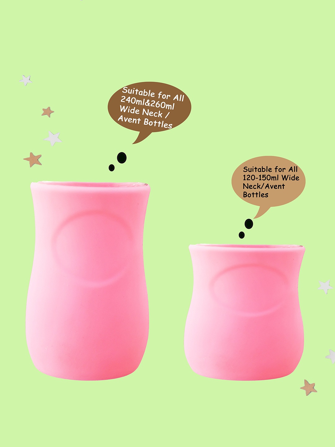 

The Little Lookers Set of 2 Pink Feeding Bottle Silicone Cover for Wide Neck