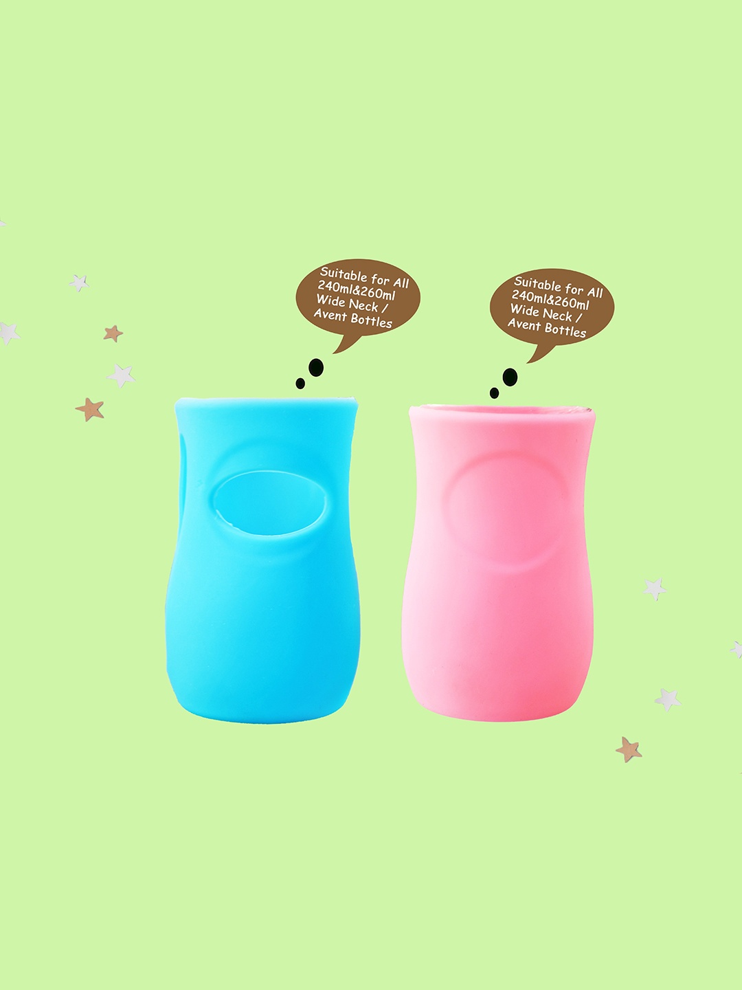 

The Little Lookers Kids Set of 2 Feeding Bottle Silicone Covers, Pink