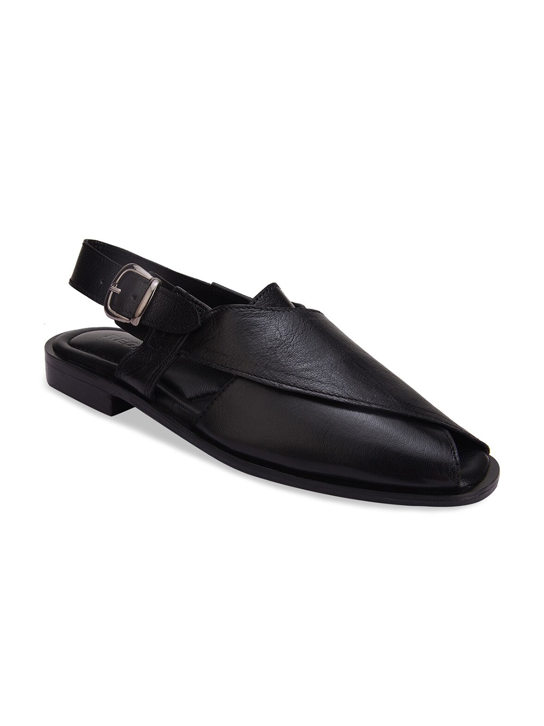

Regal Men Black Ethnic Leather Shoe-Style Sandals
