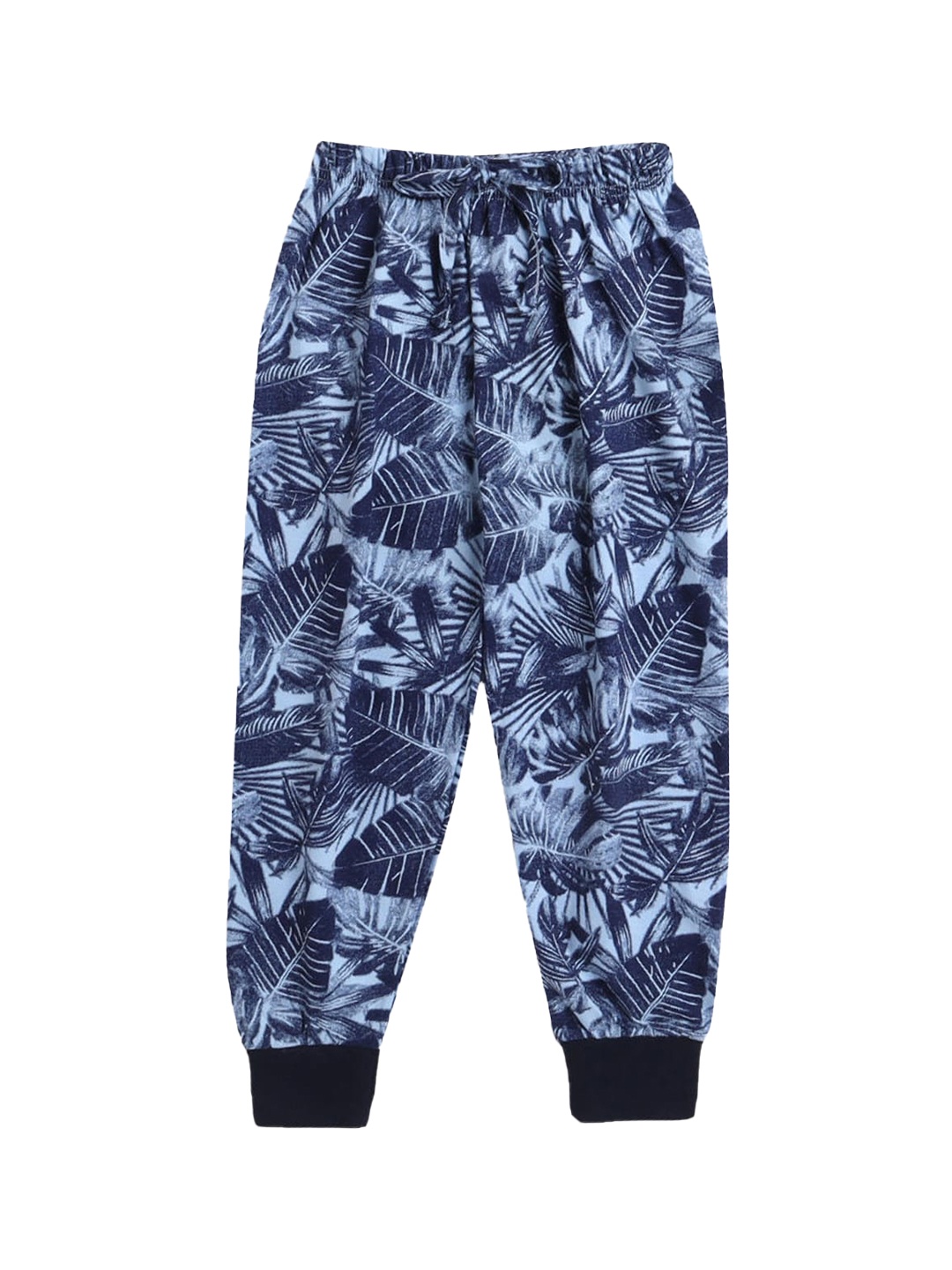 

Hopscotch Infant Girls Grey & Navy-Blue Printed Pure Cotton Joggers