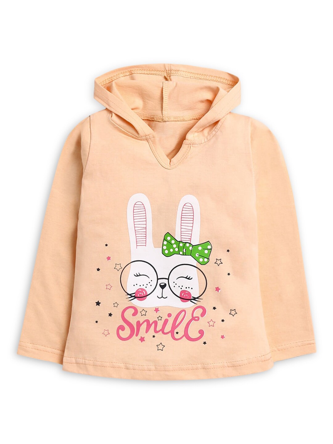 

Hopscotch Girls Peach-Coloured Printed T-shirt