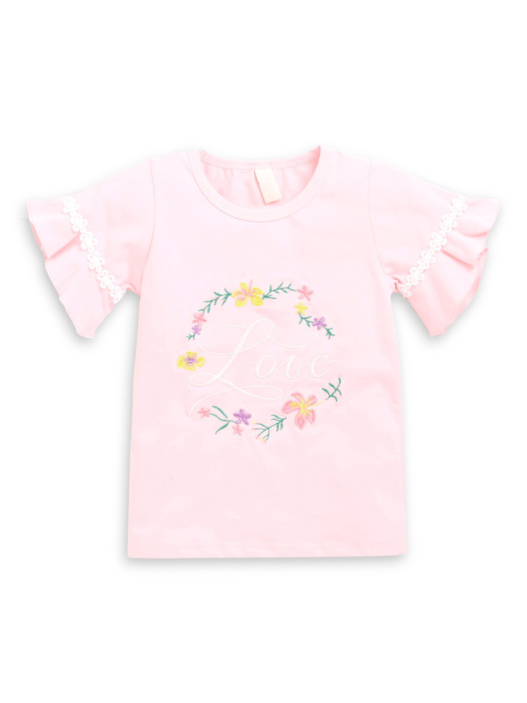 

Hopscotch Girls Pink Typography Printed T-shirt