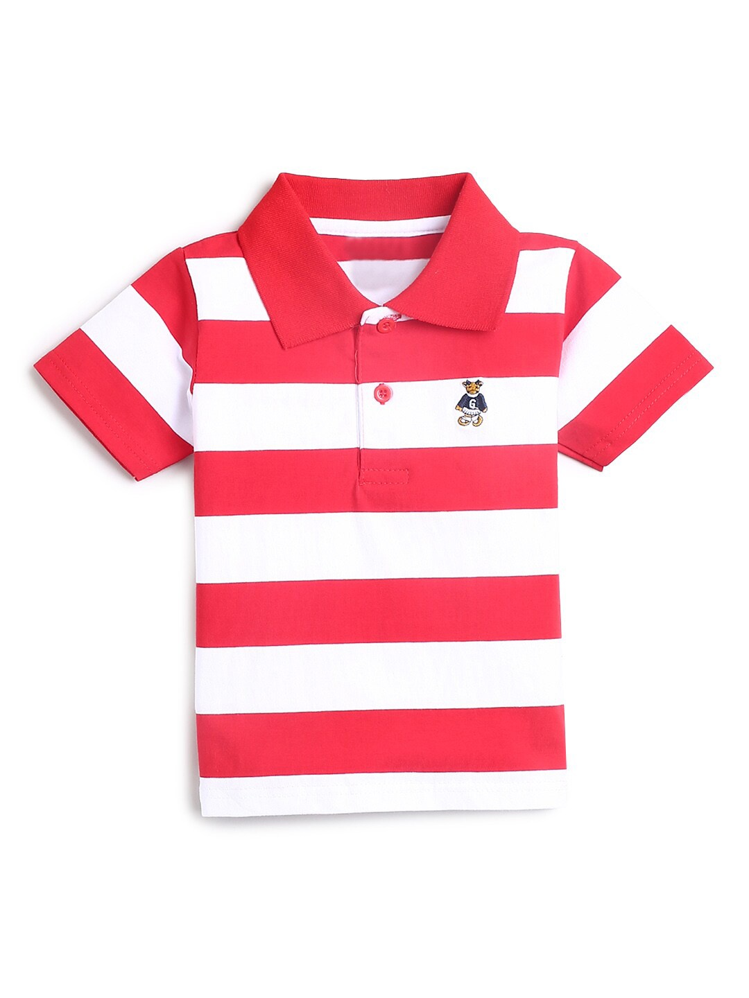 

Hopscotch Boys Red Striped Polo Collar T-shirt