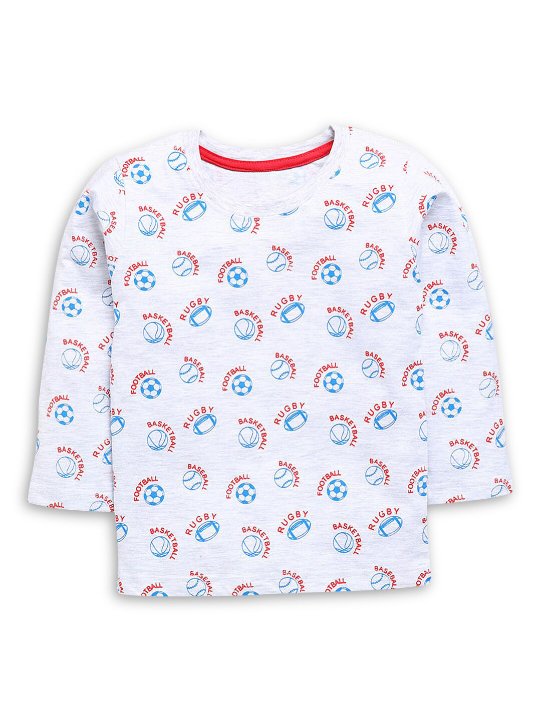 

Hopscotch Boys Grey & Red Printed Cotton T-shirt