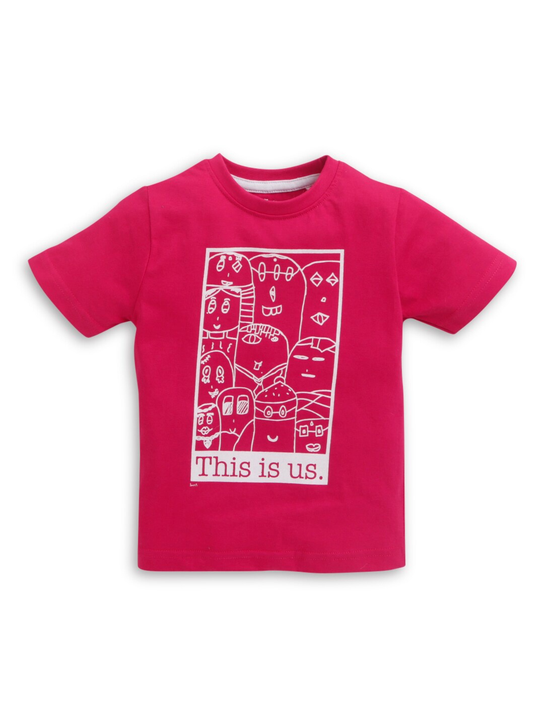

Hopscotch Girls Pink Typography Printed Applique T-shirt