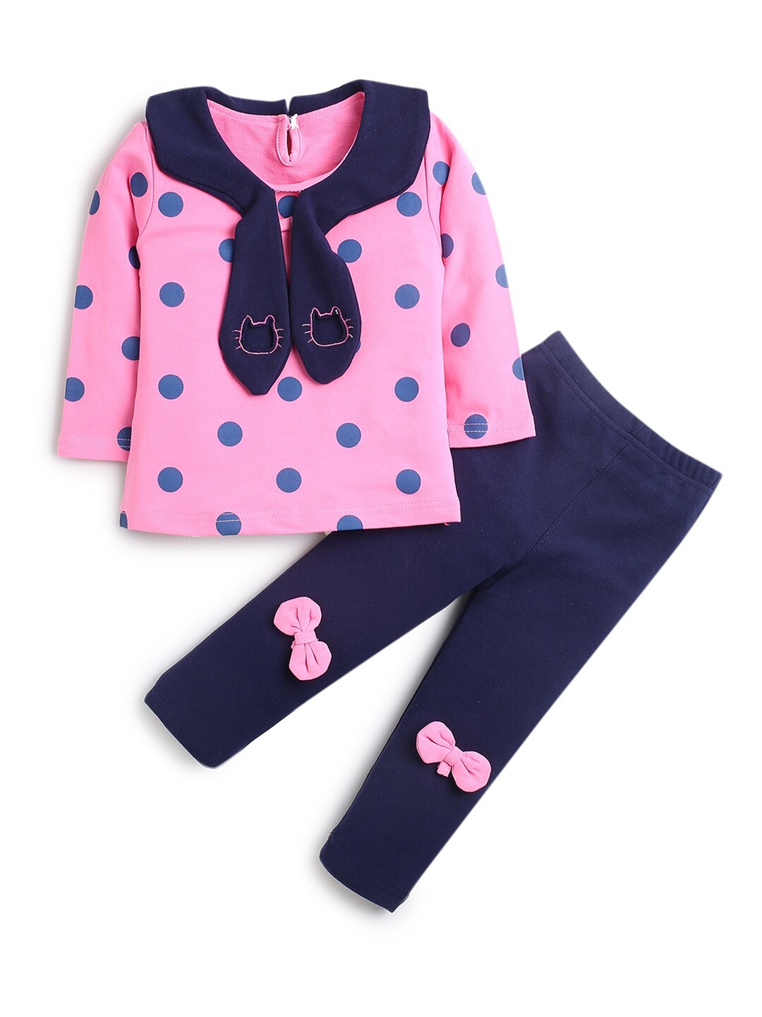 

Hopscotch Girls Pink & Blue Printed Top with Trousers