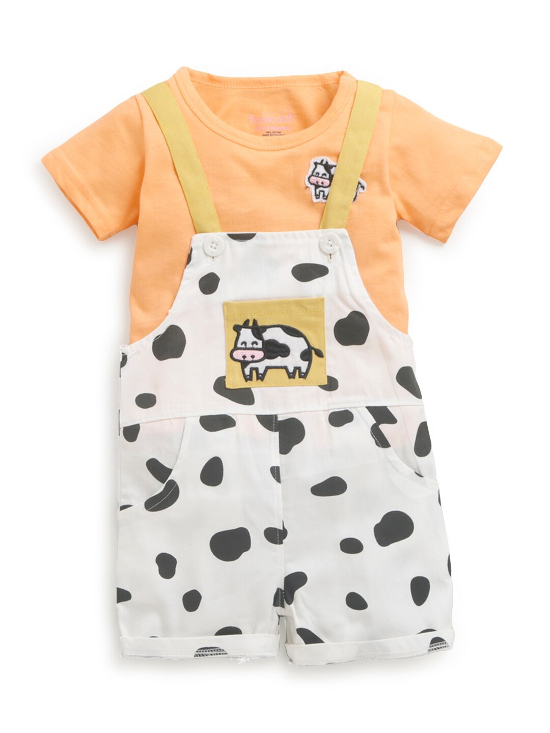 

Hopscotch Boys Orange & White Basic Jumpsuit