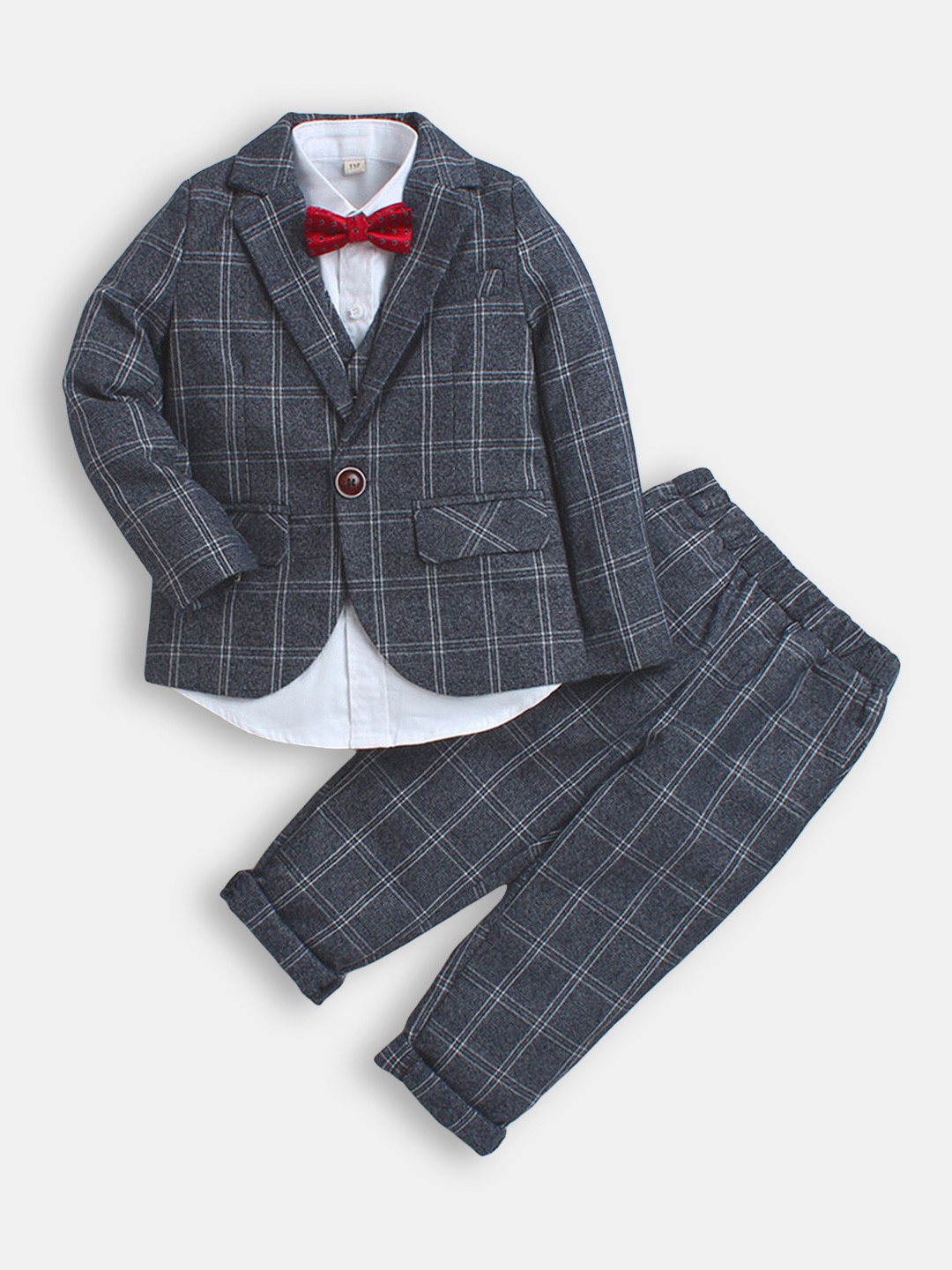

Hopscotch Boys Checked 3-Piece Suit, Grey
