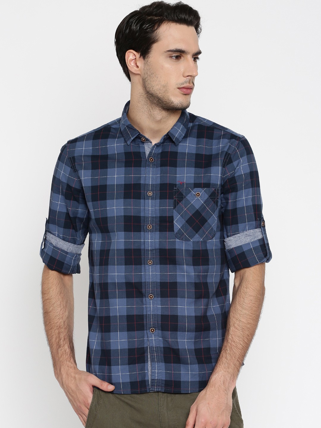 

Flying Machine Blue Checked Casual Shirt