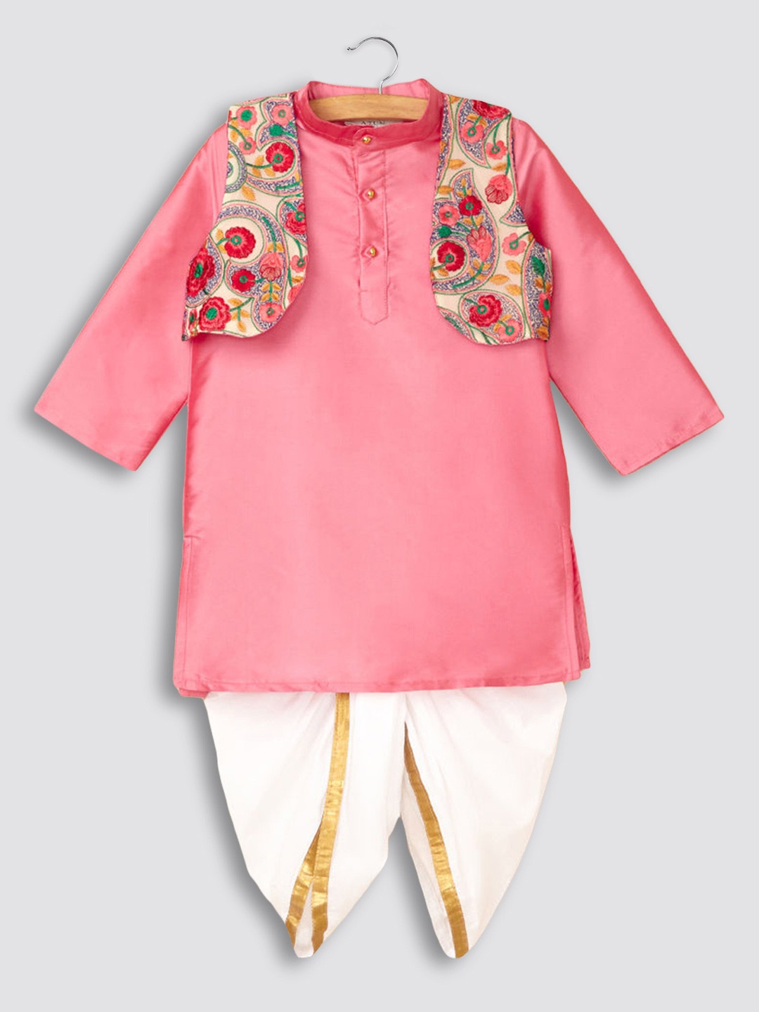 

Hopscotch Boys Pink Kurta with Dhoti Pants