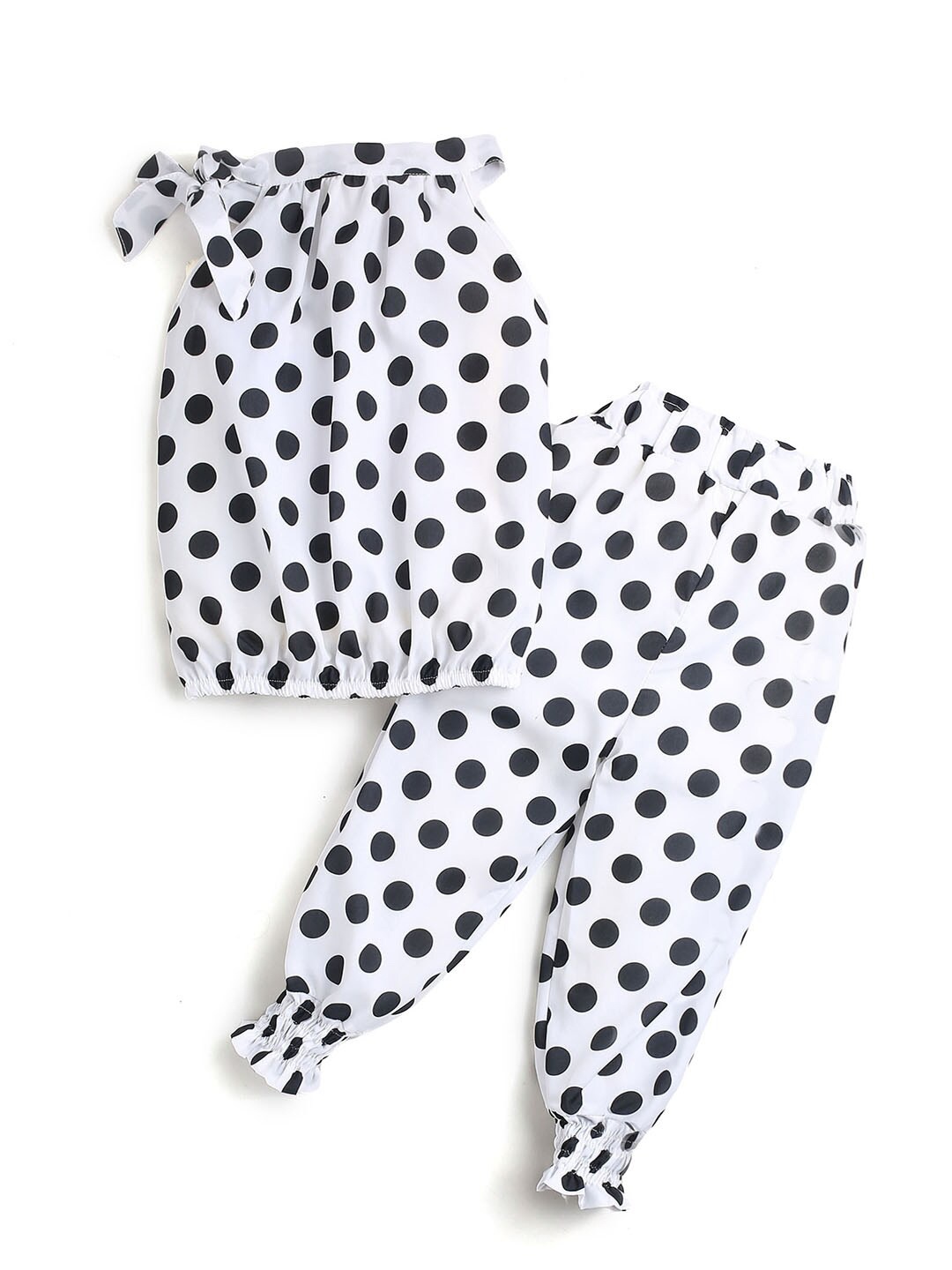 

Hopscotch Girls White & Black Printed Top with Capris